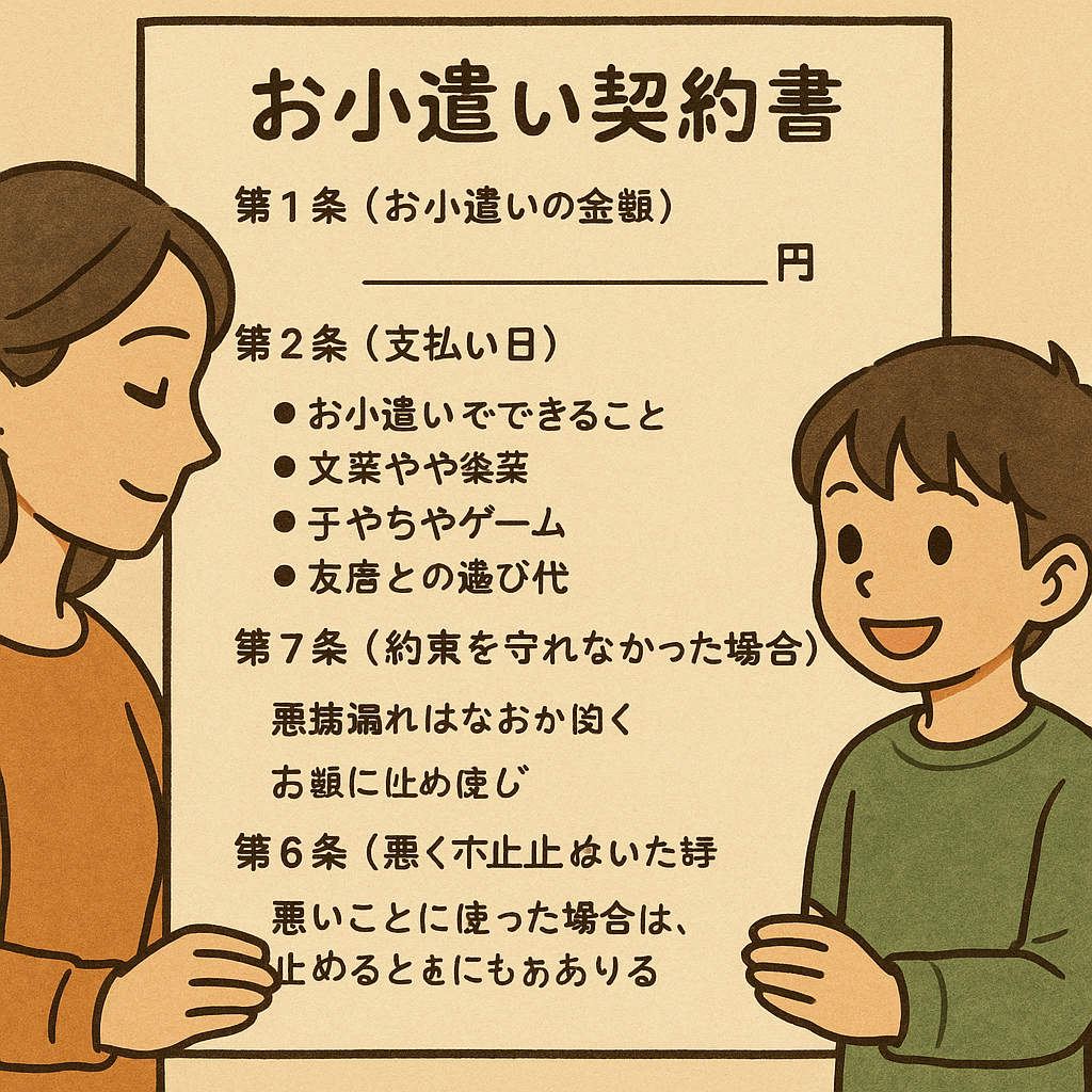 【小学生用】【中学生用】【高校生用】お小遣い契約書