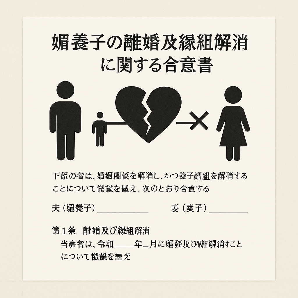婿養子の離婚及び縁組解消に関する合意書