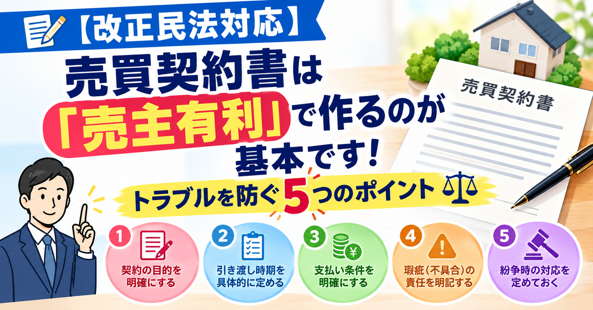 📝【改正民法対応】売買契約書は「売主有利」で作るのが基本です!トラブルを防ぐ5つのポイント ⚖️