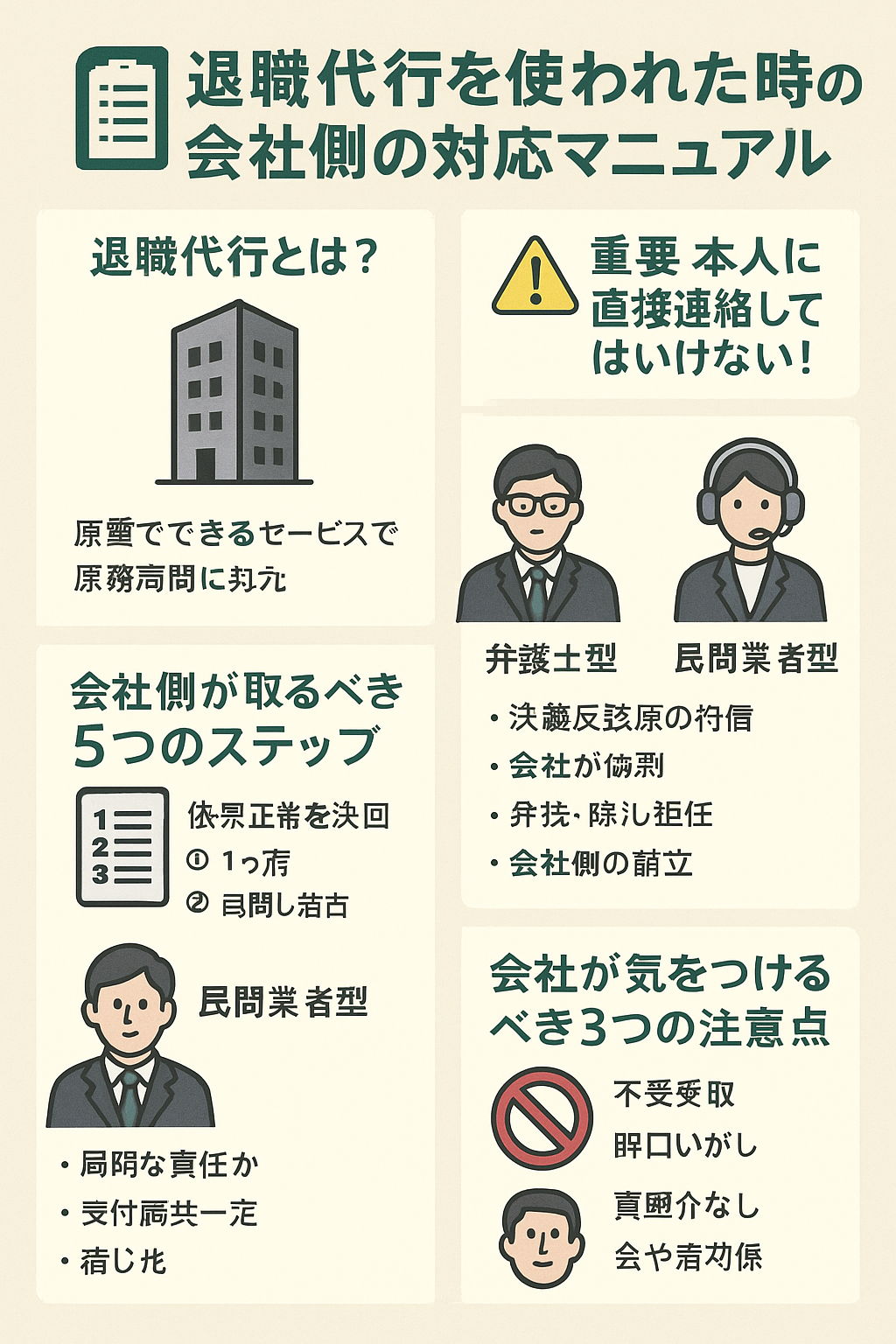 退職代行を使われた時の会社側の対応マニュアル 📋