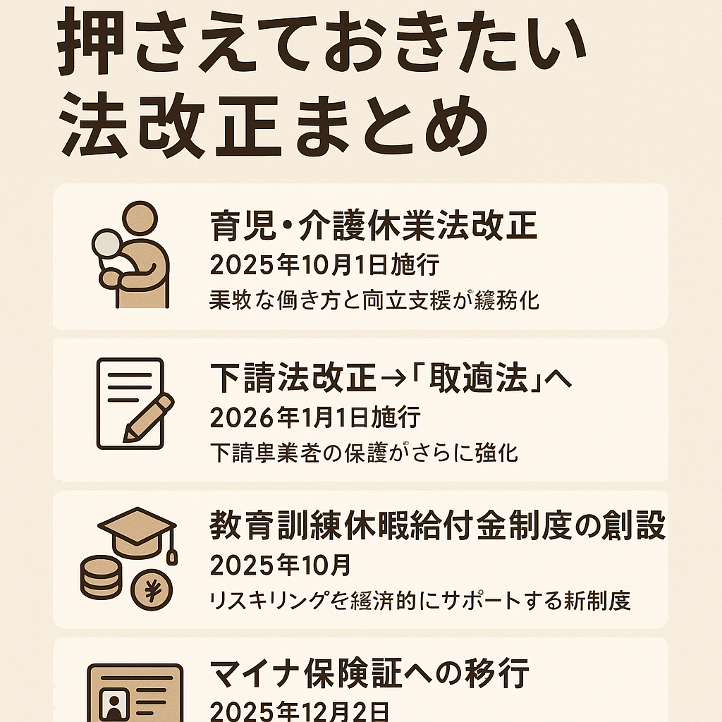 🏢 2025年度下半期の経営上の注目ポイント：押さえておきたい法改正まとめ