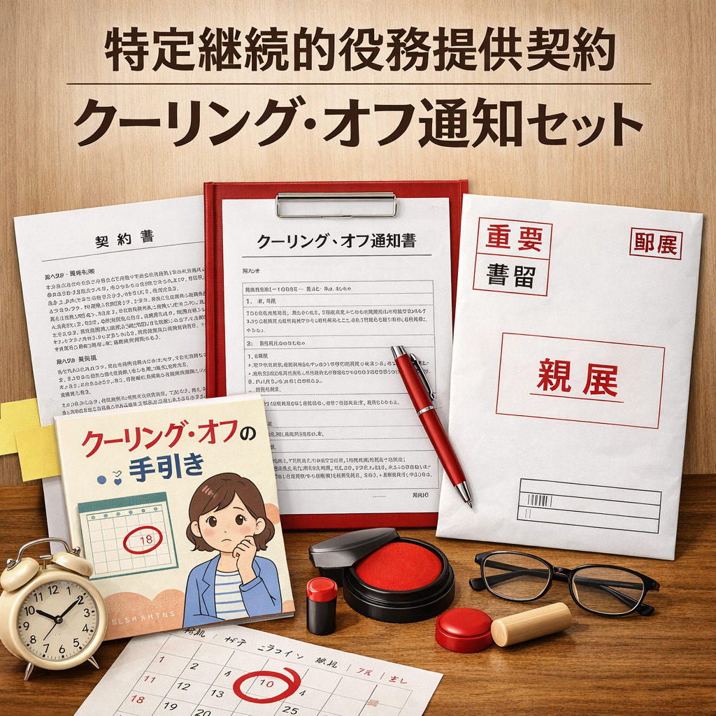 【特定商取引法対応・全4書式セット】悪質業者へのクーリングオフ通知セット｜はがき文面・内容証明・チェックリスト・返金請求書（Word編集可能）