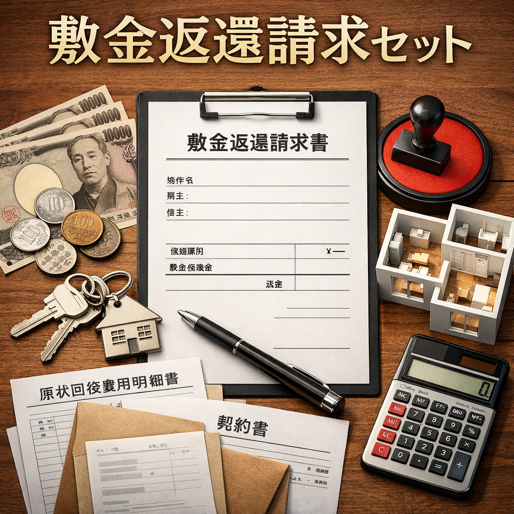敷金返還請求セット【返還請求書・異議申立書・現況チェックシート 全3書式】退去後すぐ使えるWord編集可能テンプレート