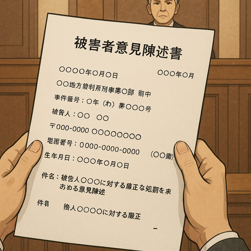 被害者意見陳述書（刑事裁判用・厳罰希望版）傷害事件用・詳細版