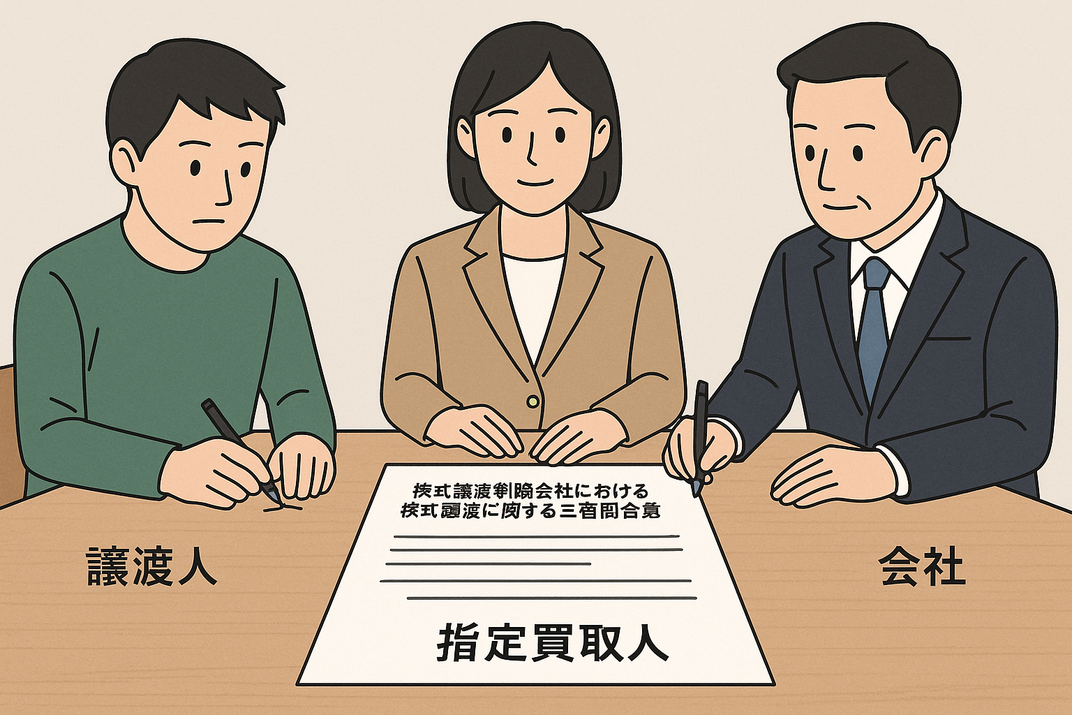 株式譲渡制限会社における株式譲渡に関する三者間合意書