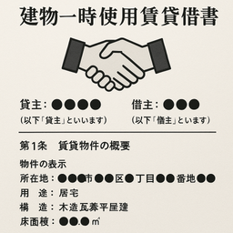 建物一時使用賃貸借契約書（仮住まいとして一時使用する場合）