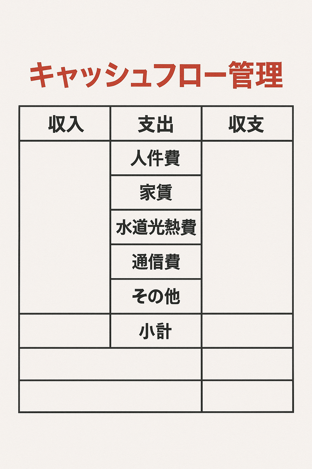 すぐに使えるキャッシュフロー管理表(Excel)