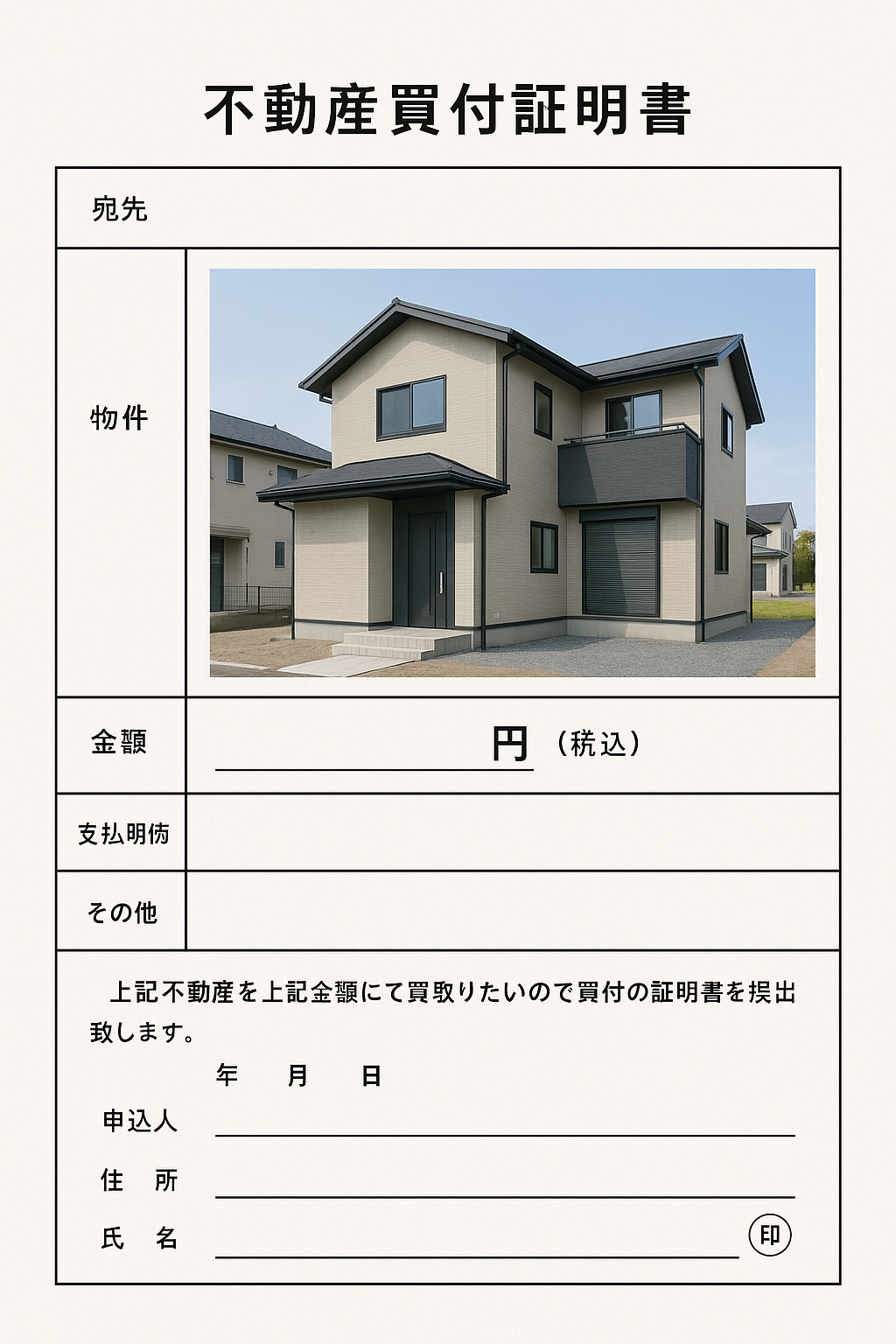 〔改正民法対応版〕不動産買付証明書