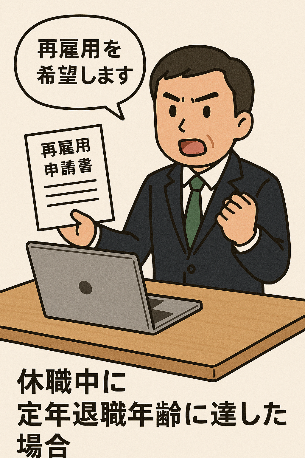 休職期間中に定年退職年齢到達に伴う再雇用要求書