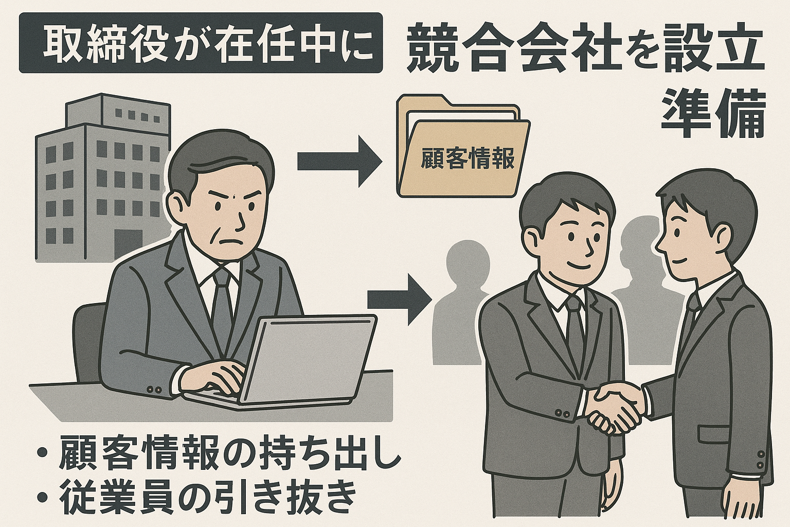 競業準備行為に関する取締役辞任および損害賠償示談書