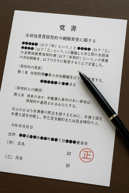 金銭消費貸借契約の期限変更に関する覚書