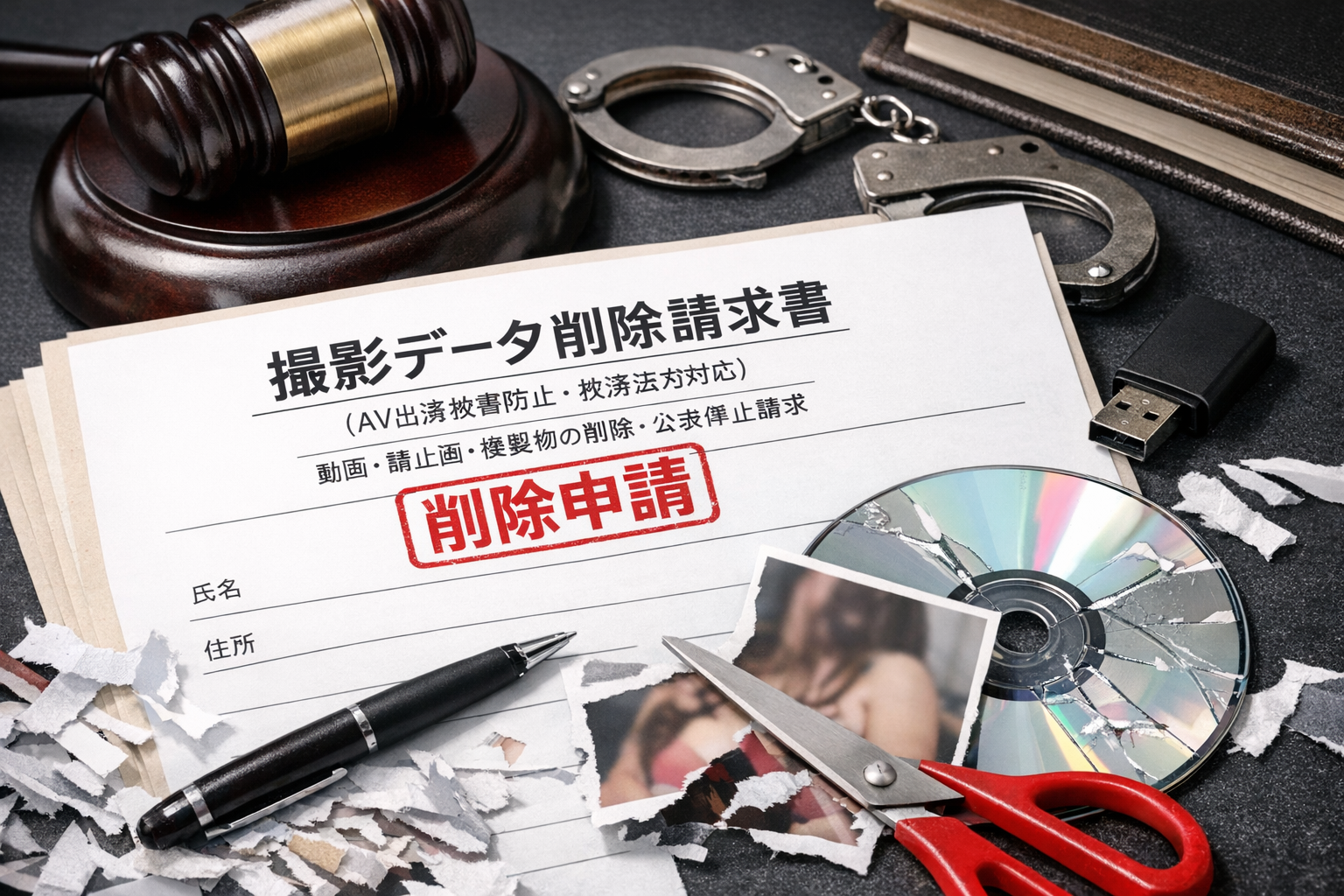 撮影データ削除請求書（AV出演被害防止・救済法対応／動画・静止画・複製物の削除・公表停止請求）