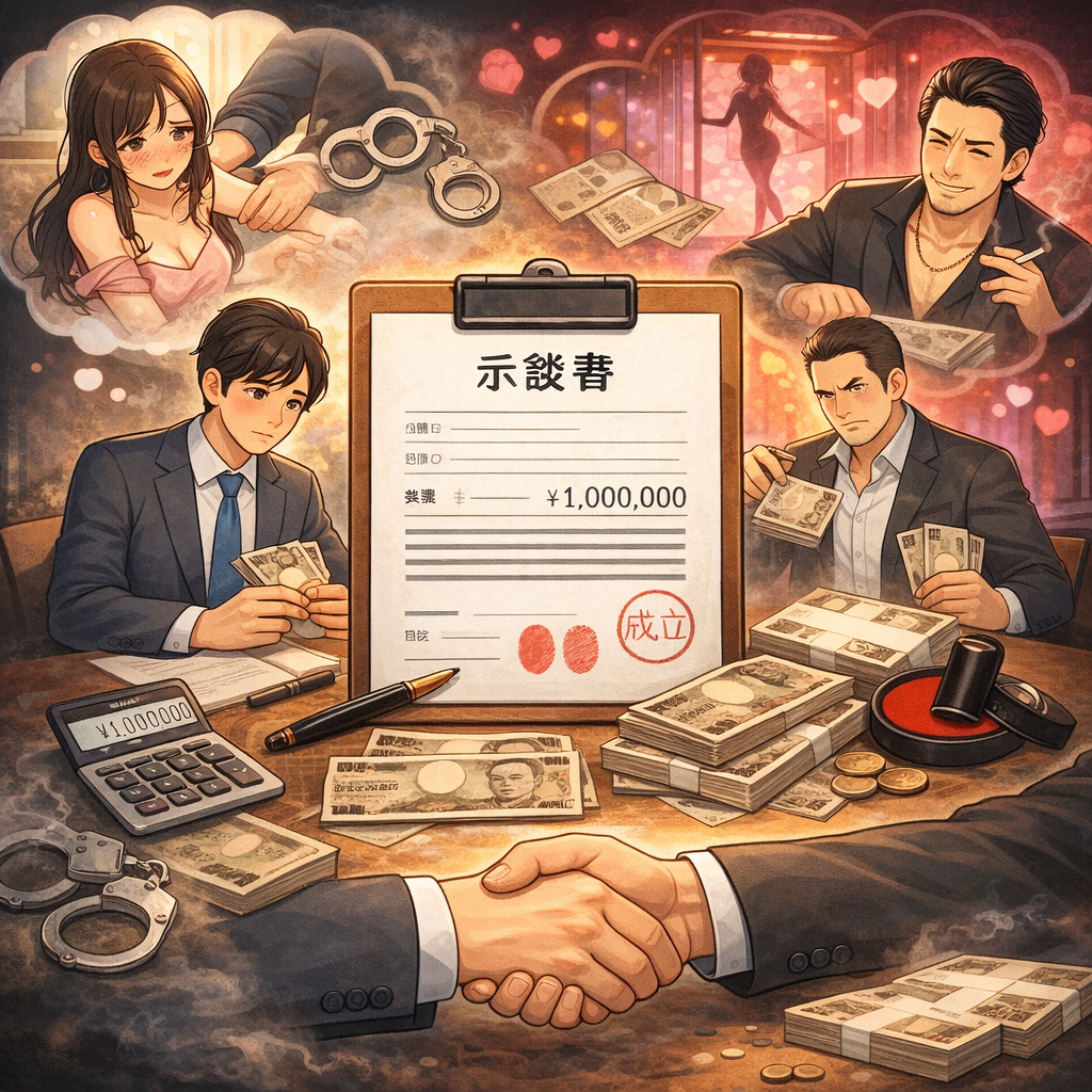【被害者保護重視】風俗店での本番強要被害に関する示談書（接触禁止・違約金条項付き）
