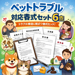 ペットトラブル対応書式セット6点｜売買契約書・苦情申入書・近隣トラブル通知書・ペットホテル利用規約・医療過誤損害賠償請求書・示談書