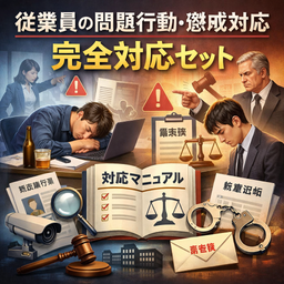 従業員の問題行動・懲戒対応 完全対応セット｜初動フロー＋ヒアリングシート3種＋処分通知書5種＋処分検討稟議シート（SNS炎上・情報漏洩・ハラスメント・無断欠勤・横領対応版）