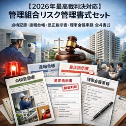 【2026年最高裁判決対応】管理組合リスク管理書式セット｜点検記録・通報台帳・是正指示書・理事会議事録 全4書式