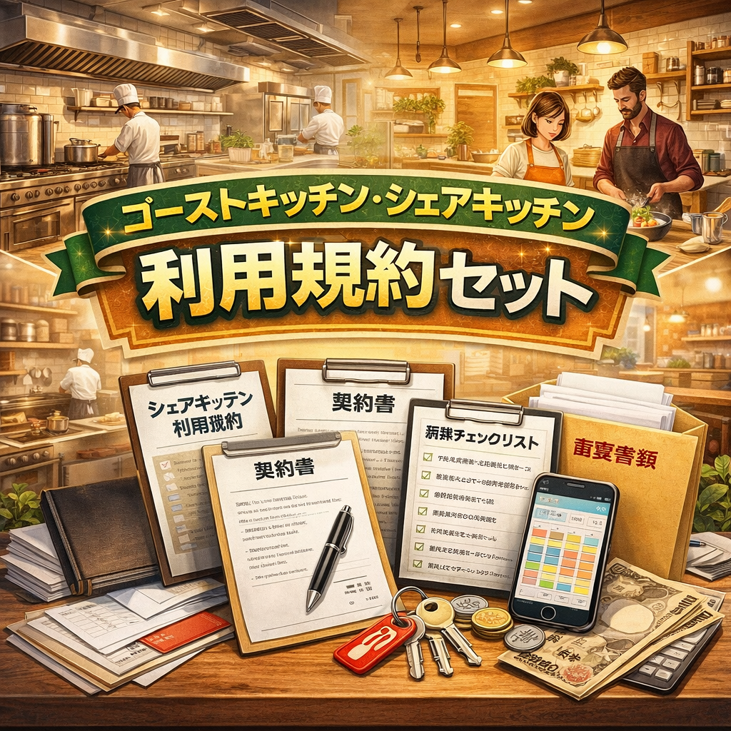 ゴーストキッチン・シェアキッチン完全対応 書式セット｜利用規約＋利用者同意書＋衛生チェックリスト＋事故報告書（HACCP・食品衛生法対応）Word版
